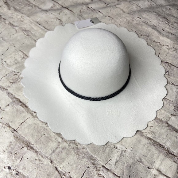 BP Accessories - BP Nordstrom Scallop Wide Brim Felt Hat Ivory Off White Boho